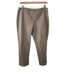 Eileen Fisher Camel Brown Organic Cotton Spandex Pull on Straight Leg Pants L